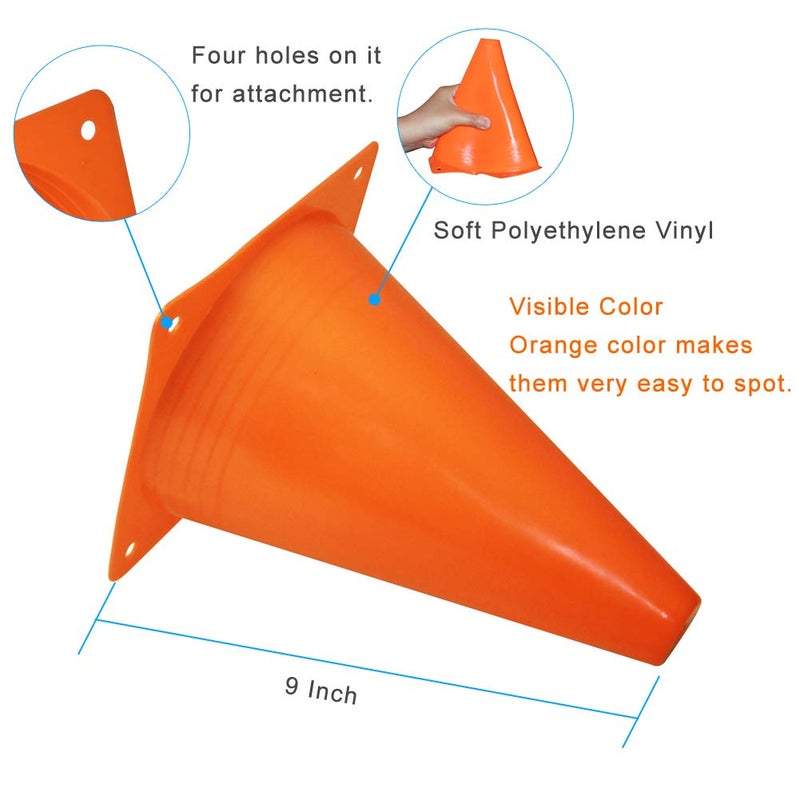 Fragraim 9 Inch Plastic Training Traffic Cones, Sport Cones, Agility Field Marker Cones for Soccer Basketball Football Drills Training, Outdoor Activity or Events - 12 Pack, Green - Image 2